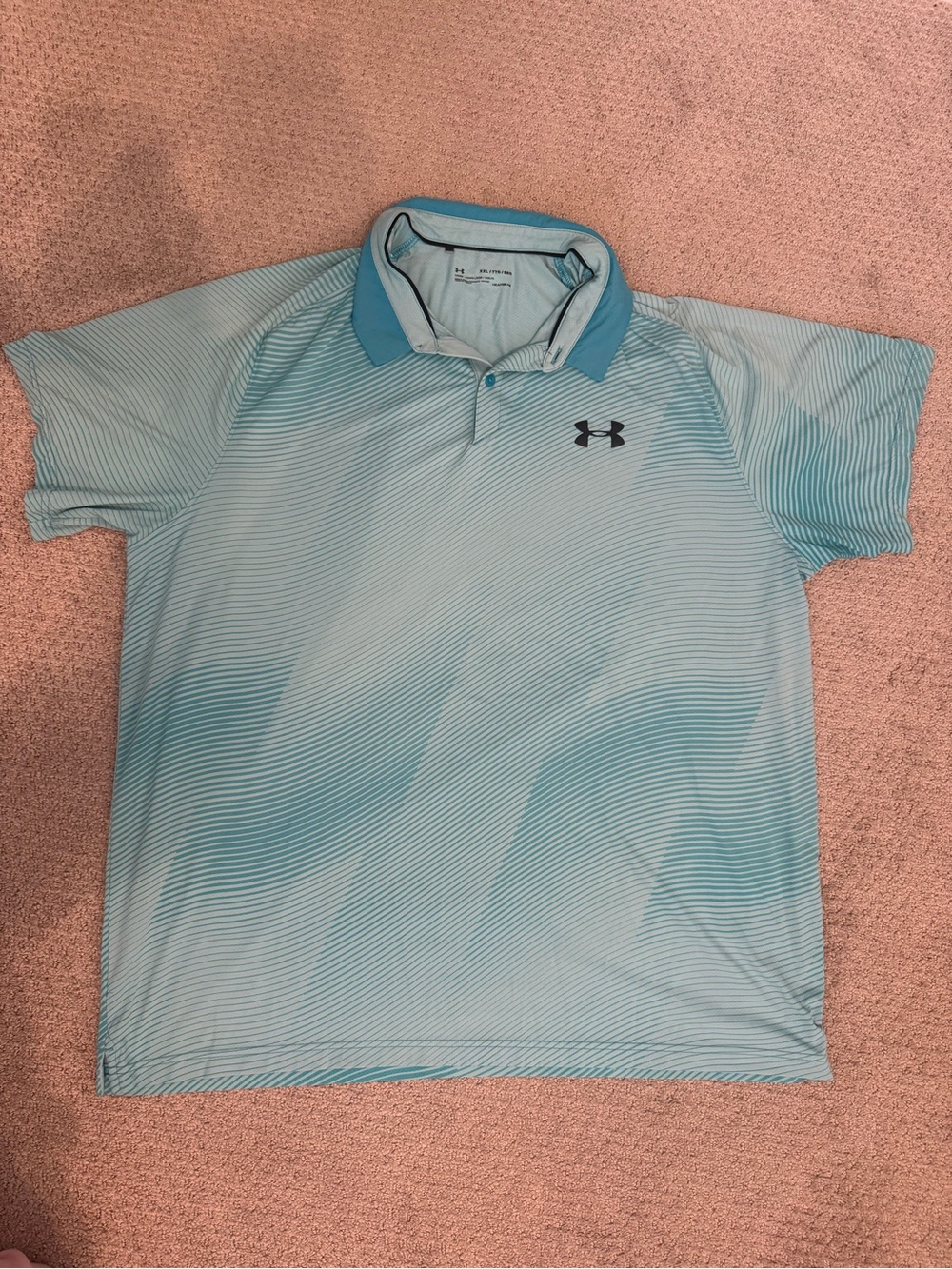 Under Armour Men's Teal and Light Blue Striped Polo